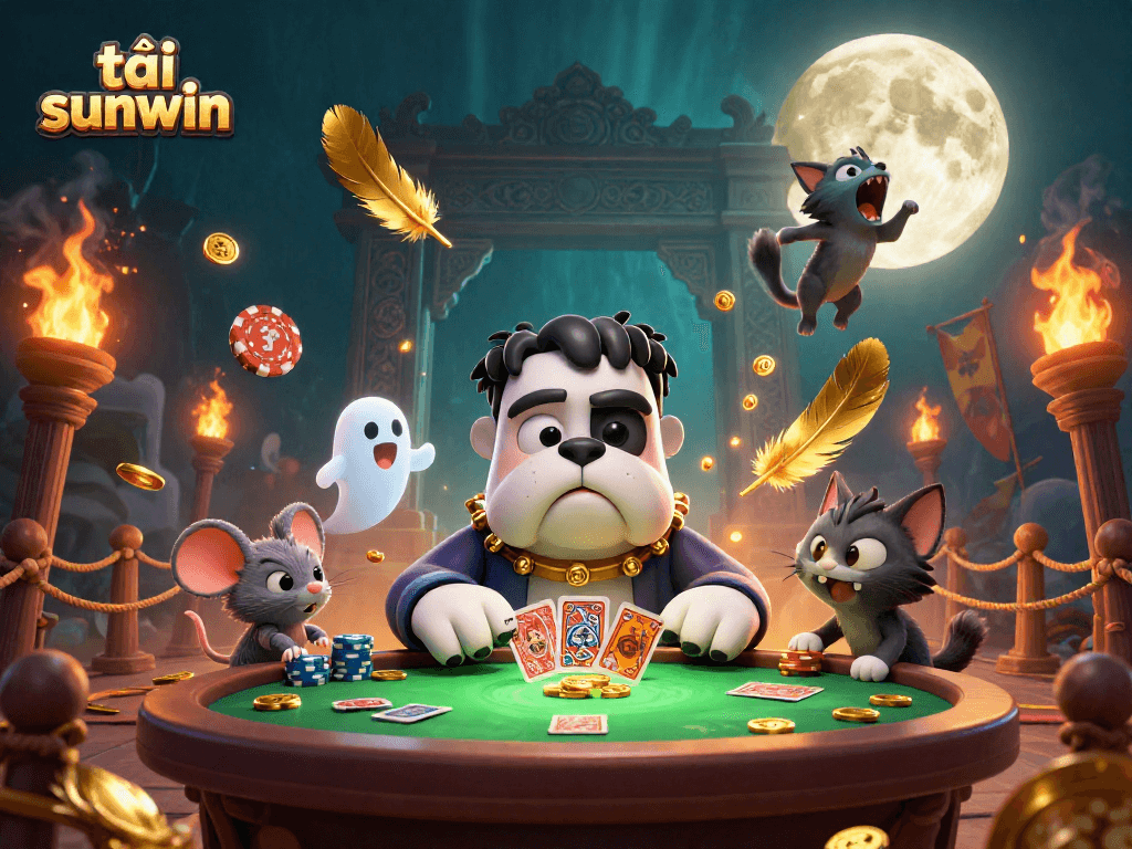 Engage with thrilling gameplay in tải sunwin, featuring lively characters and vibrant casino elements in a rich scene.