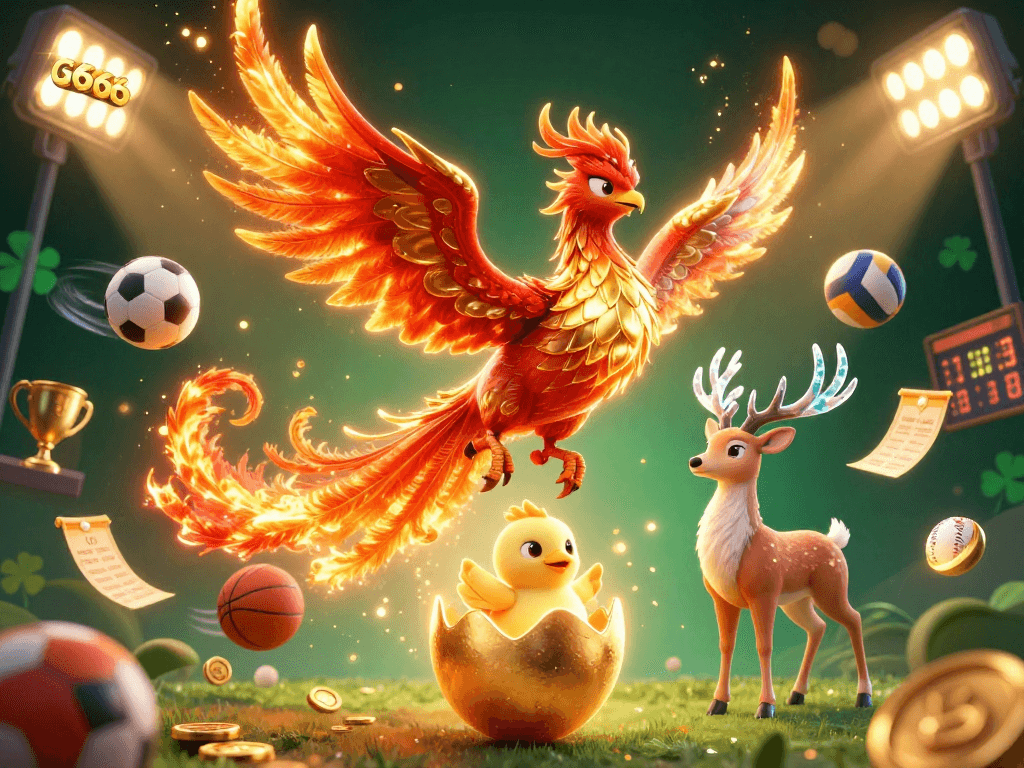 Engage in thrilling gaming at G666, showcasing a dynamic illustration of a phoenix and gaming elements.