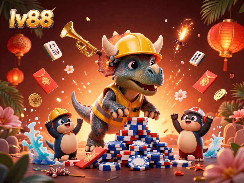 Experience the excitement of lv88 with a dynamic casino celebration featuring unique characters.
