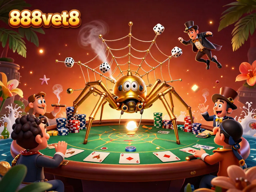 Catch exciting gameplay moments at 888vbet8 with steampunk spider and poker dynamics.
