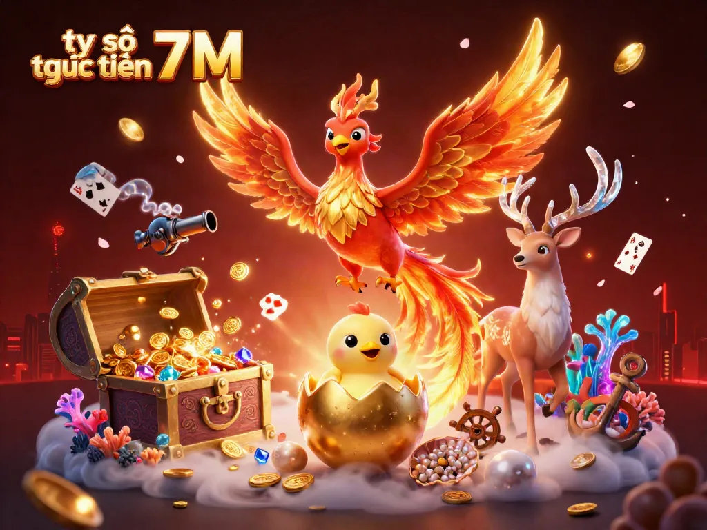 Experience real-time updates and thrilling odds on tỷ số trực tuyến 7M with gold coins and vibrant gaming elements.
