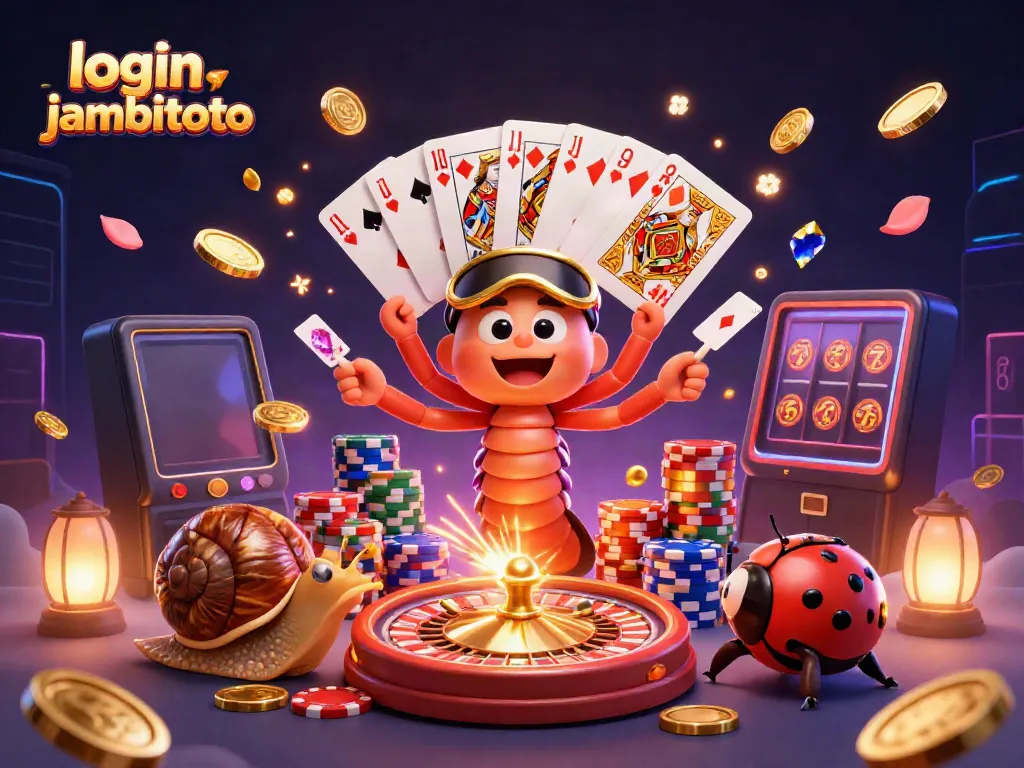 Engage in thrilling action while using login jambitoto to play at a vibrant animated casino scene.