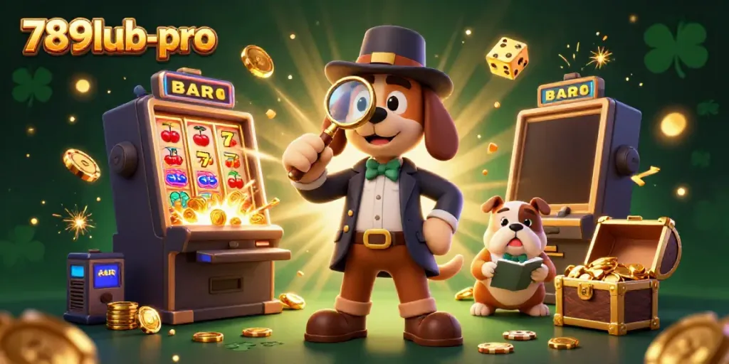 Engage with 789lub-pro's thrilling casino adventures through an illustrated 3D scene of playful detectives.