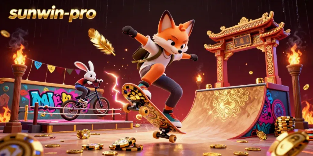 Experience the thrill of sunwin-pro with colorful characters in a dynamic casino scene.