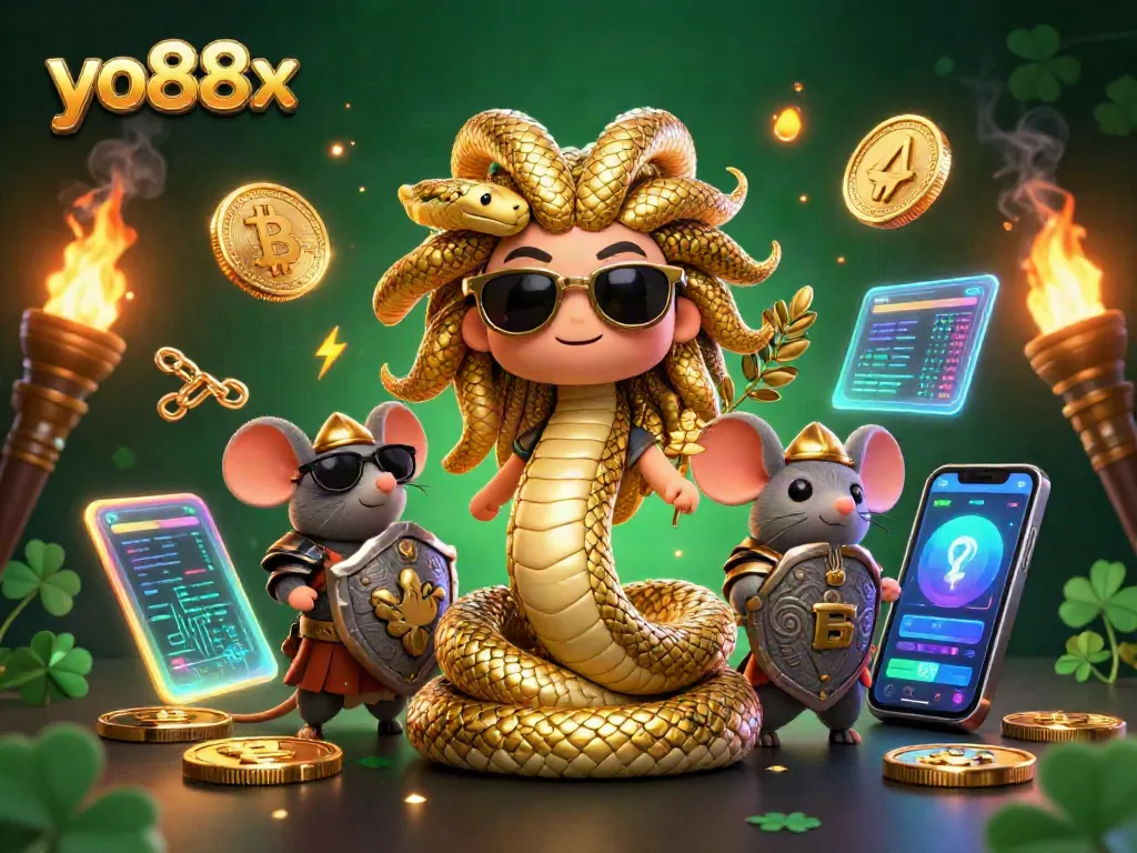 Join the excitement of yo88x with vibrant gambling elements in a dynamic, colorful casino illustration.