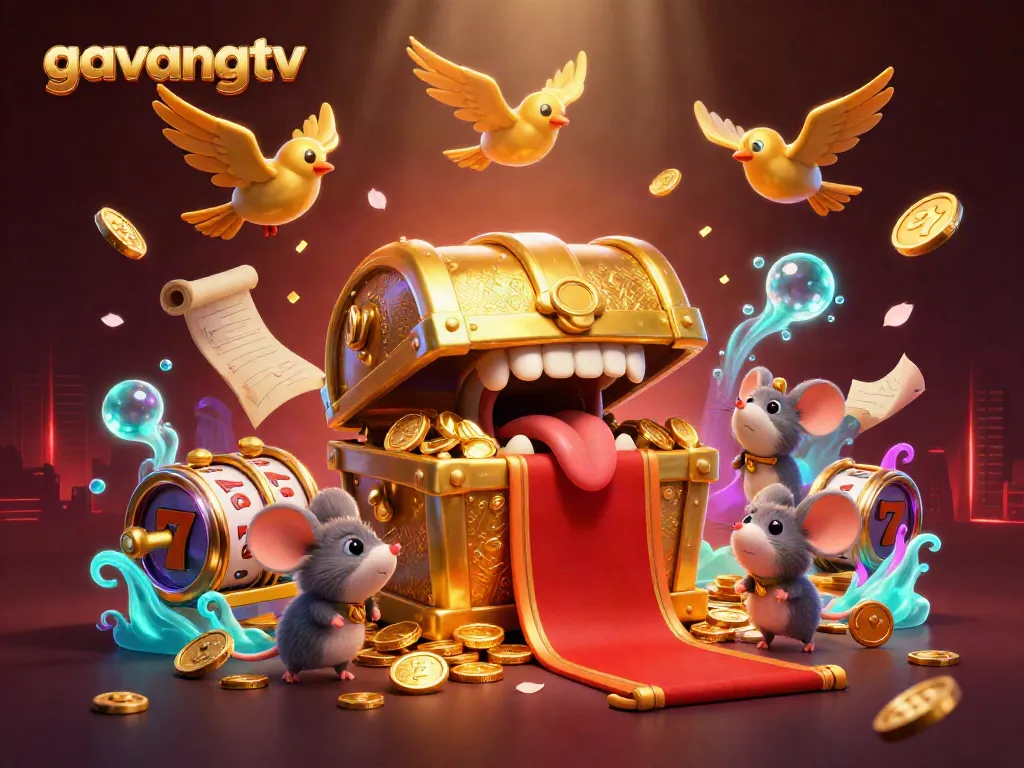 Join the excitement with gavangtv's engaging slot action featuring dynamic treasures and celebratory confetti.