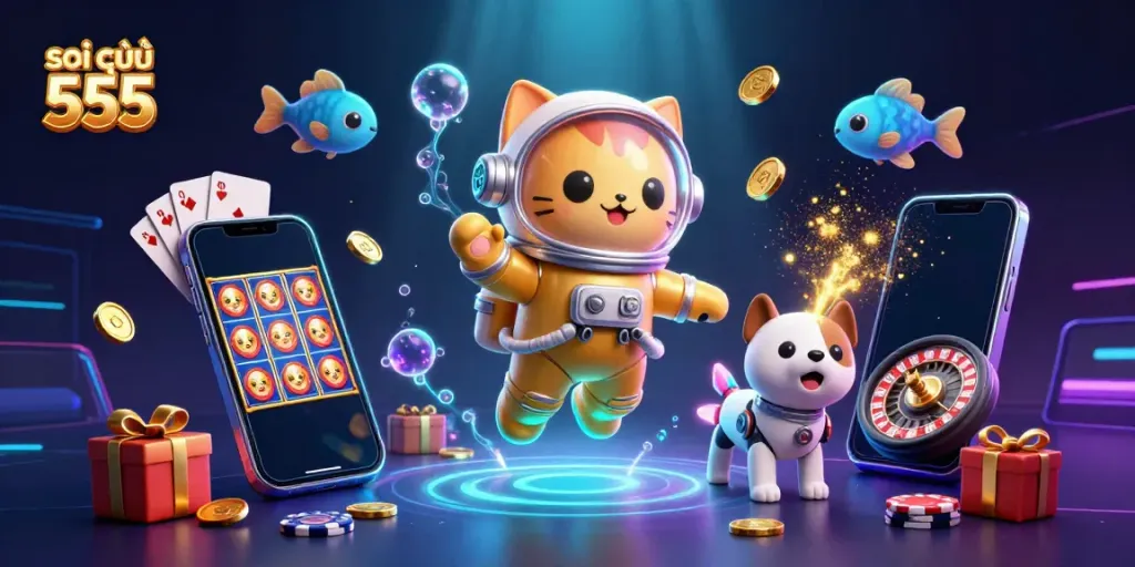Experience the excitement of soi cầu 555 with dynamic slot gaming elements and vibrant character interaction.