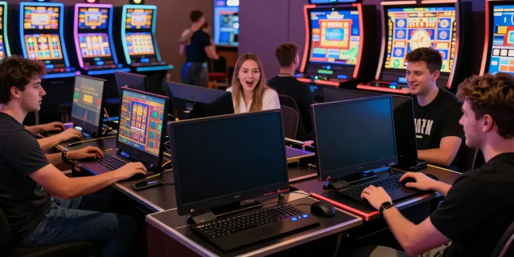 Engaged players enjoying Slot88 in a vibrant online casino environment.