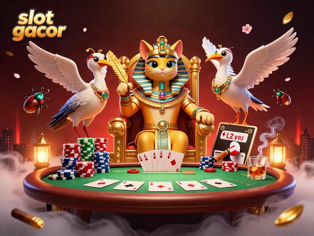 Play exciting slot gacor games with dynamic characters and rich casino elements in a vibrant setting.