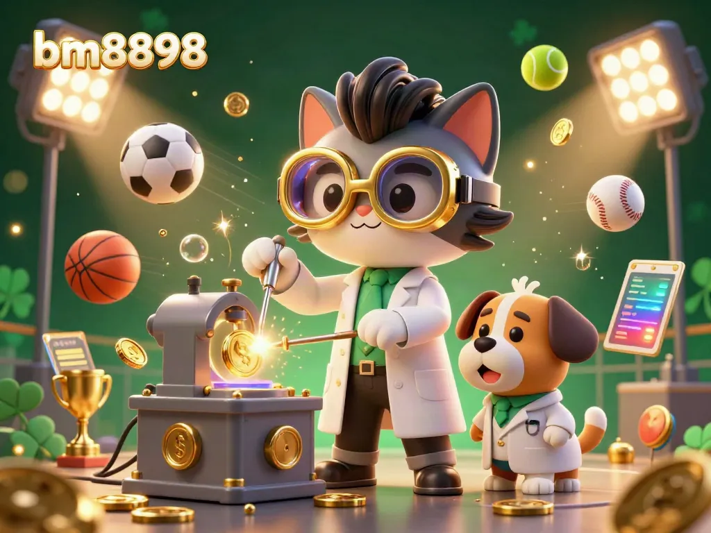 Capture the gambler's excitement with bm8898 as a mad scientist cat and assistant explore high-stakes sports betting!