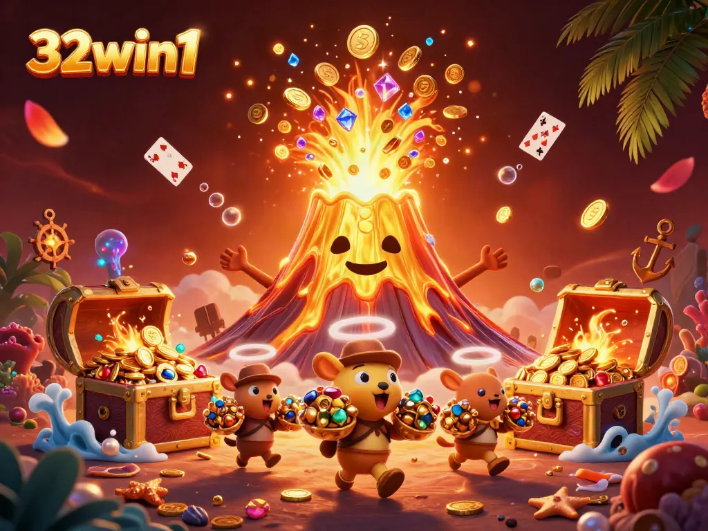 Experience thrilling gameplay at 32win1 with vibrant treasures and animated casino elements.