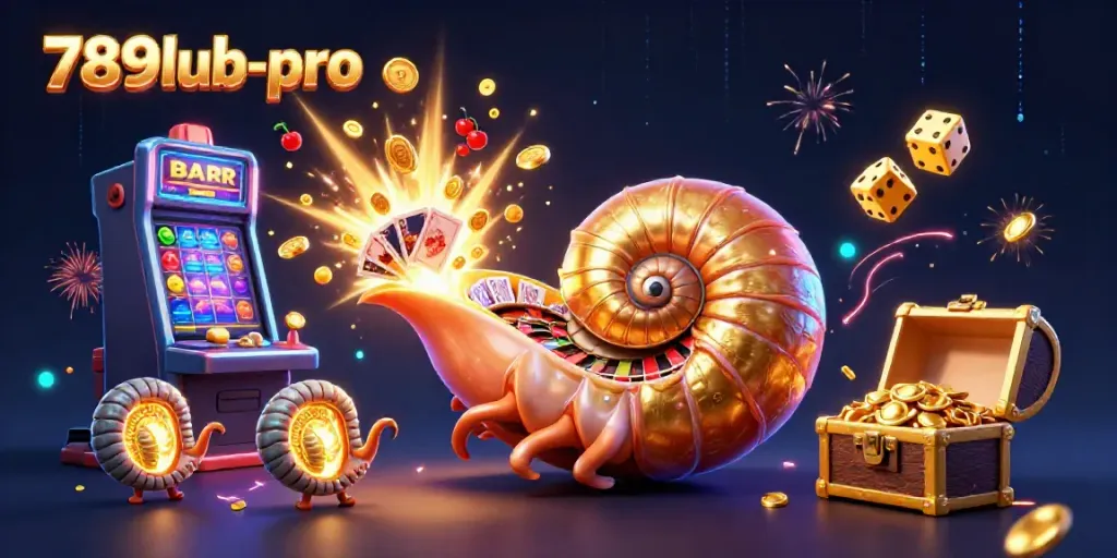 Engage with 789lub-pro's dynamic casino scene featuring a joyous giant nautilus and thrilling gaming elements.