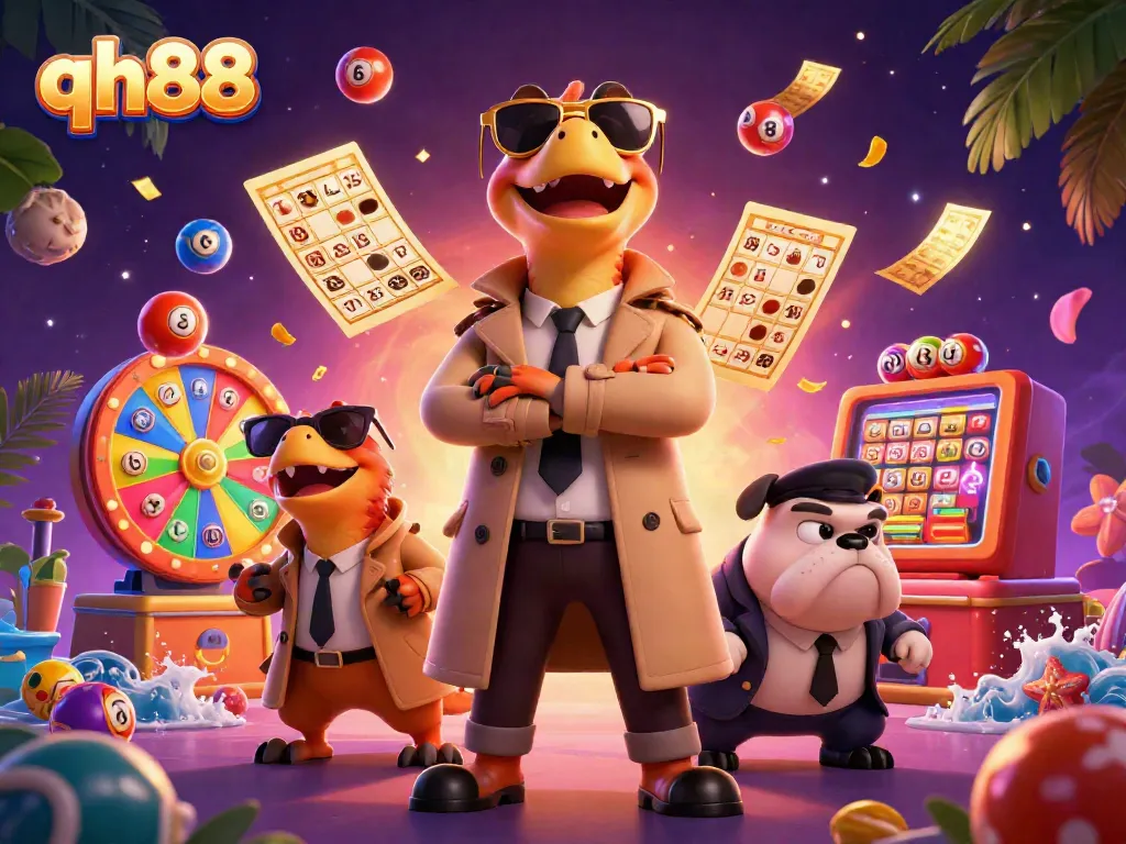 Experience thrilling gameplay at qh88 with vibrant elements and dazzling characters in a lively casino scene.