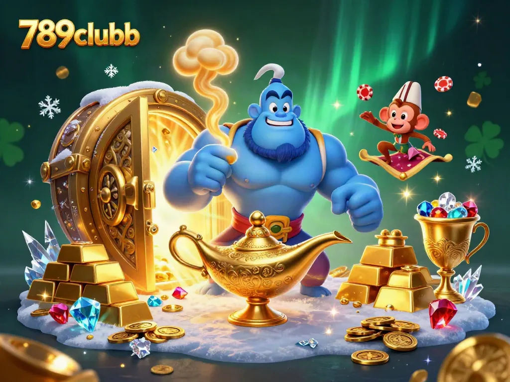 Play big with 789clubb featuring a magical genie, treasure, and poker chips!