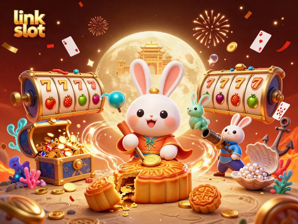 Engage with link slot reels featuring dynamic cartoon characters celebrating wins in a casino environment.