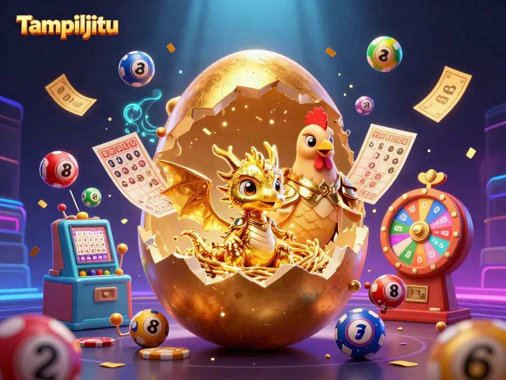 Experience thrilling excitement with Tampiljitu's dynamic golden dragon and colorful lottery elements.