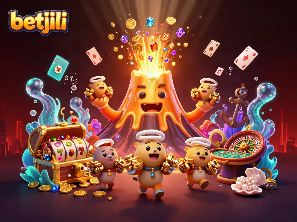 Betjili engages players with thrilling slots and live casino excitement in a vibrant 3D illustration.