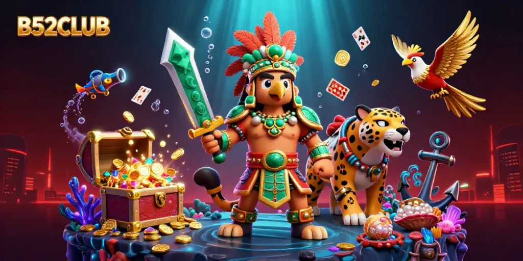Experience thrilling gameplay with B52CLUB's vibrant scene of action, treasure, and excitement.
