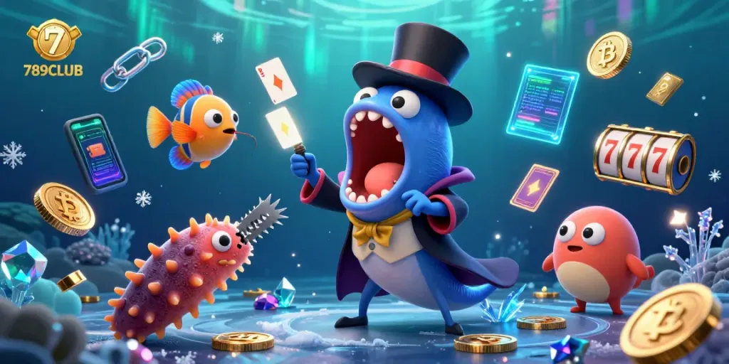 Experience thrilling card tricks at 789CLUB with a deep-sea magician and exciting casino elements.