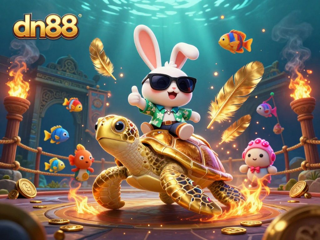 Experience thrilling gaming moments at dn88 with vibrant cartoon characters amidst dynamic casino elements.