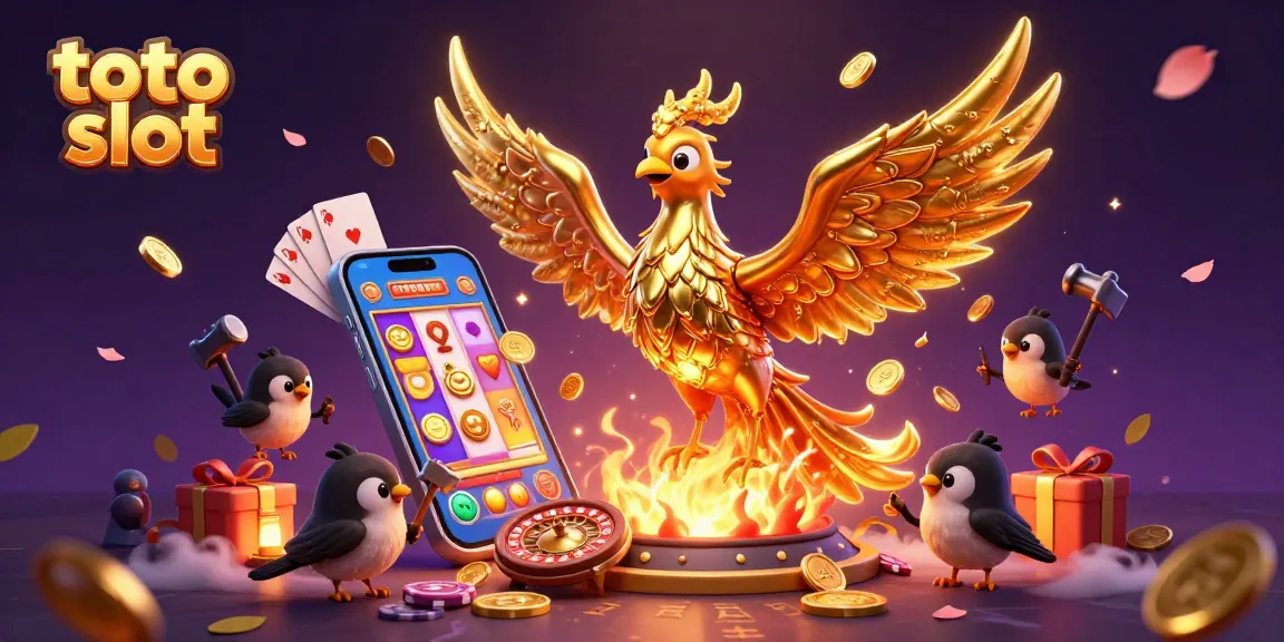 Engage with the thrilling toto slot experience featuring a molten metal phoenix and vibrant casino elements.