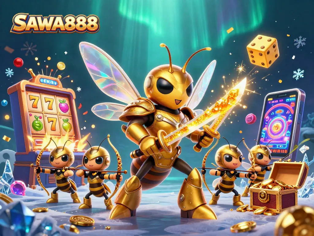 Engage with SAWA888 through thrilling slots and vivid casino action depicted in 3D illustration