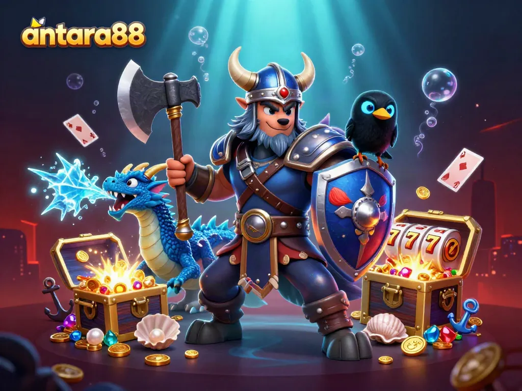 Engage with exciting slot adventures at antara88 featuring dynamic Viking warriors, treasures, and vibrant casino themes.