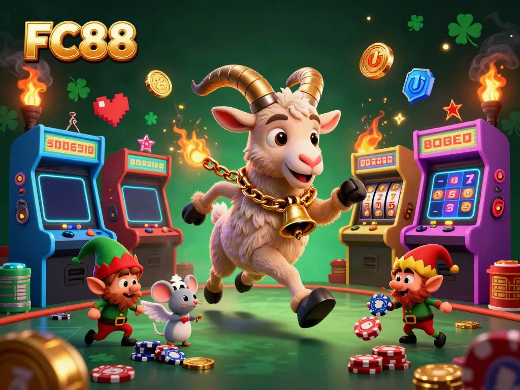 Experience the vibrant world of FC88 with animated characters engaging in lively casino games.